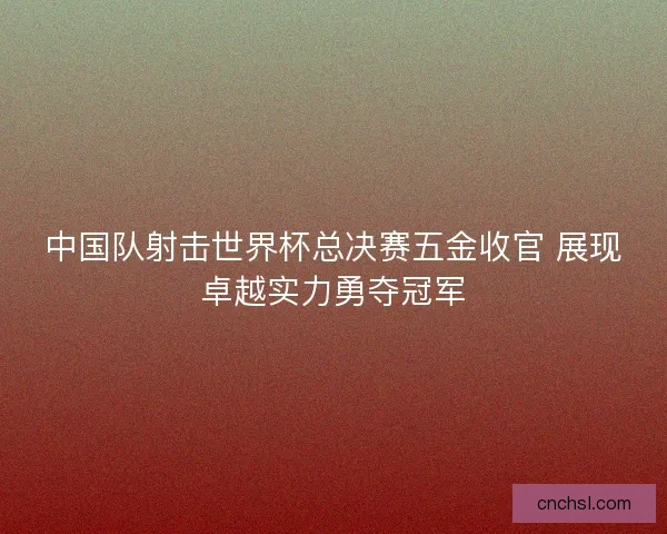 中国队射击世界杯总决赛五金收官 展现卓越实力勇夺冠军