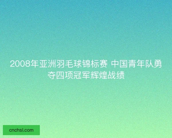 2008年亚洲羽毛球锦标赛 中国青年队勇夺四项冠军辉煌战绩