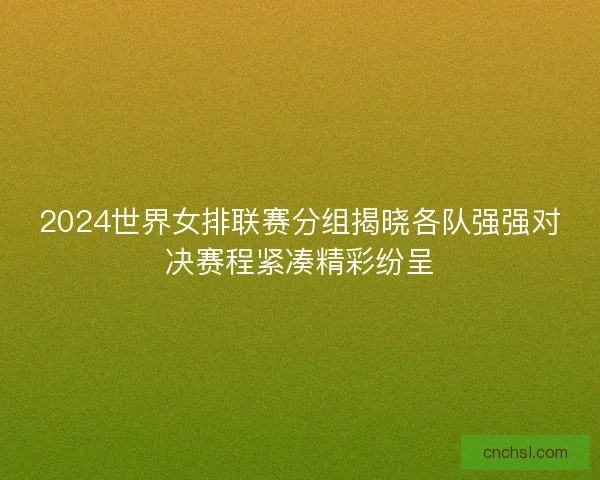 2024世界女排联赛分组揭晓各队强强对决赛程紧凑精彩纷呈 2024世界女排联赛分组揭晓各队强强对决赛程紧凑精彩纷呈